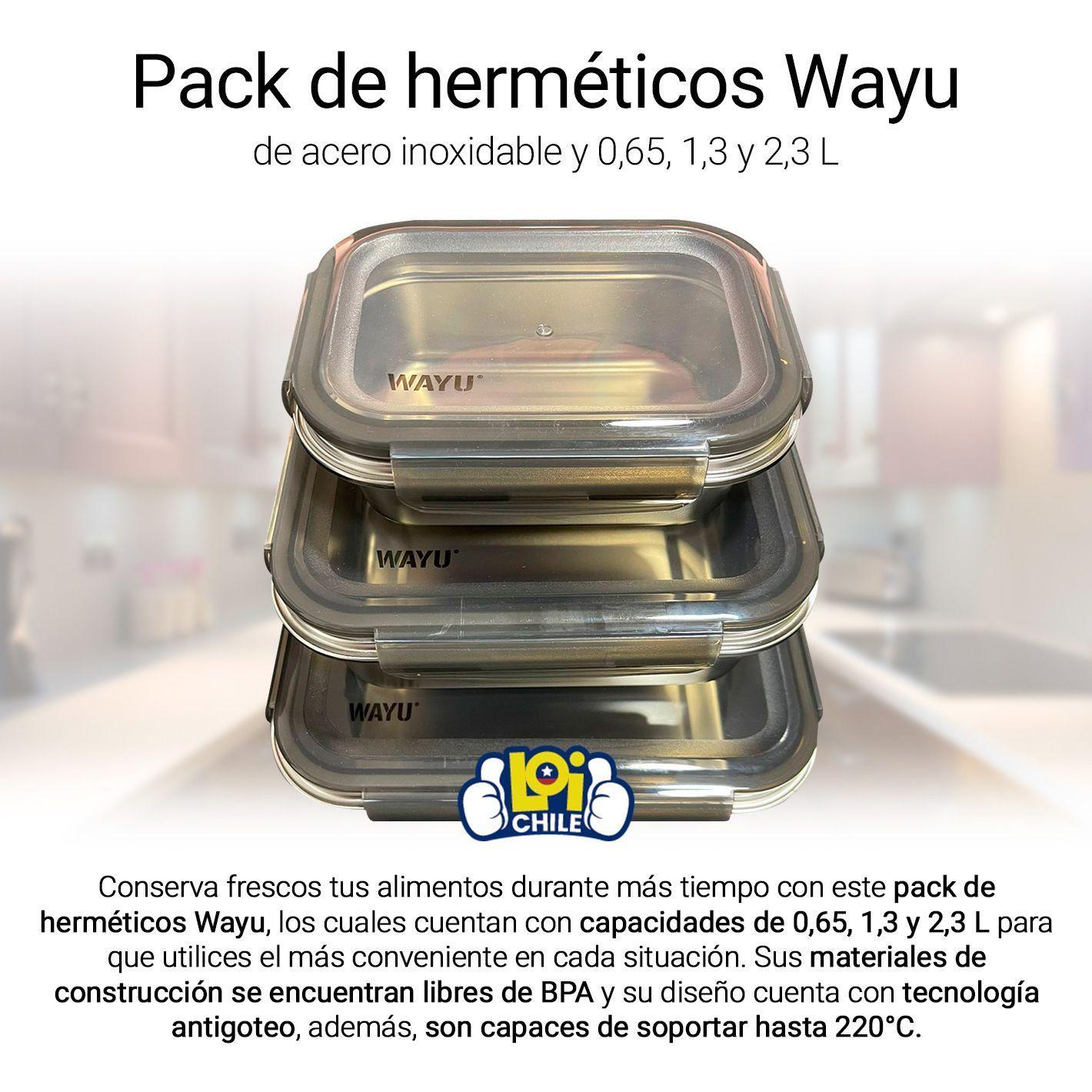 Pack 3 Hermeticos de Acero Wayu Microondas Horno-1