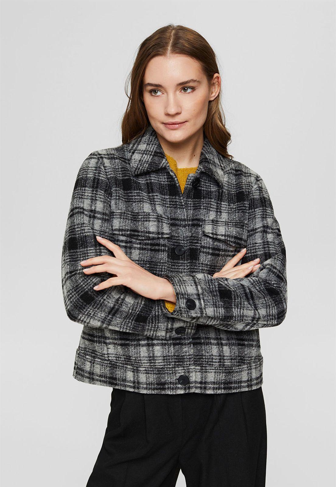 Chaqueta mujer a cuadros Esprit-0