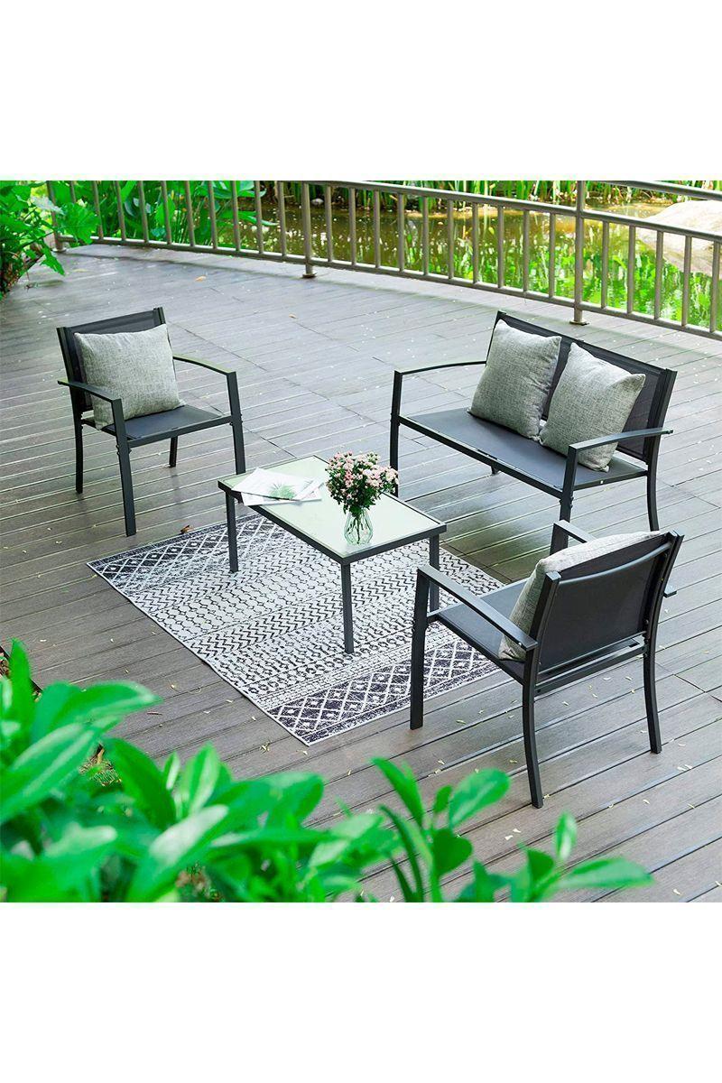 Juego de Terraza Textileno 4 Piezas Negro-1