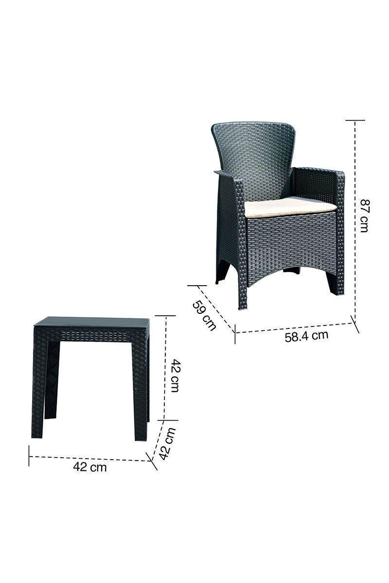 Juego de Terraza 3 Piezas 58,4x59x87cm Café-2