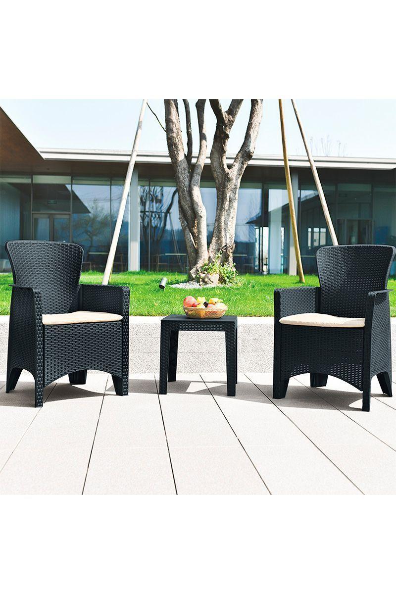 Juego de Terraza 3 Piezas 58,4x59x87cm Café-1