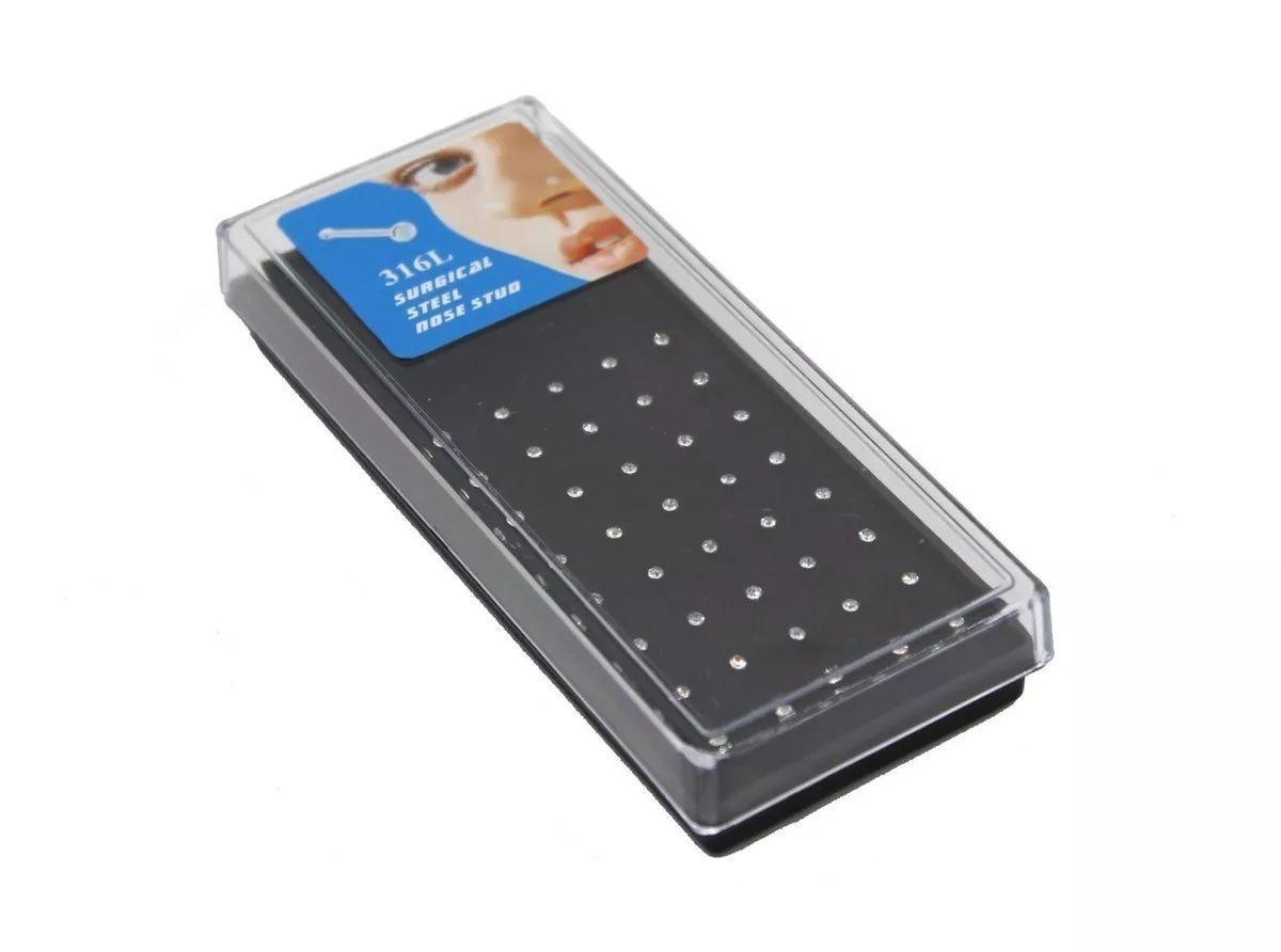 Aro Punto Nariz Piercing Acero Set 40 Unidades Color Blanco-2