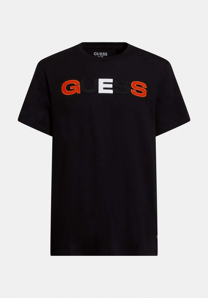 Polera Guess Ss Bsc Bold Font Logo Tee Jblk Negro-3