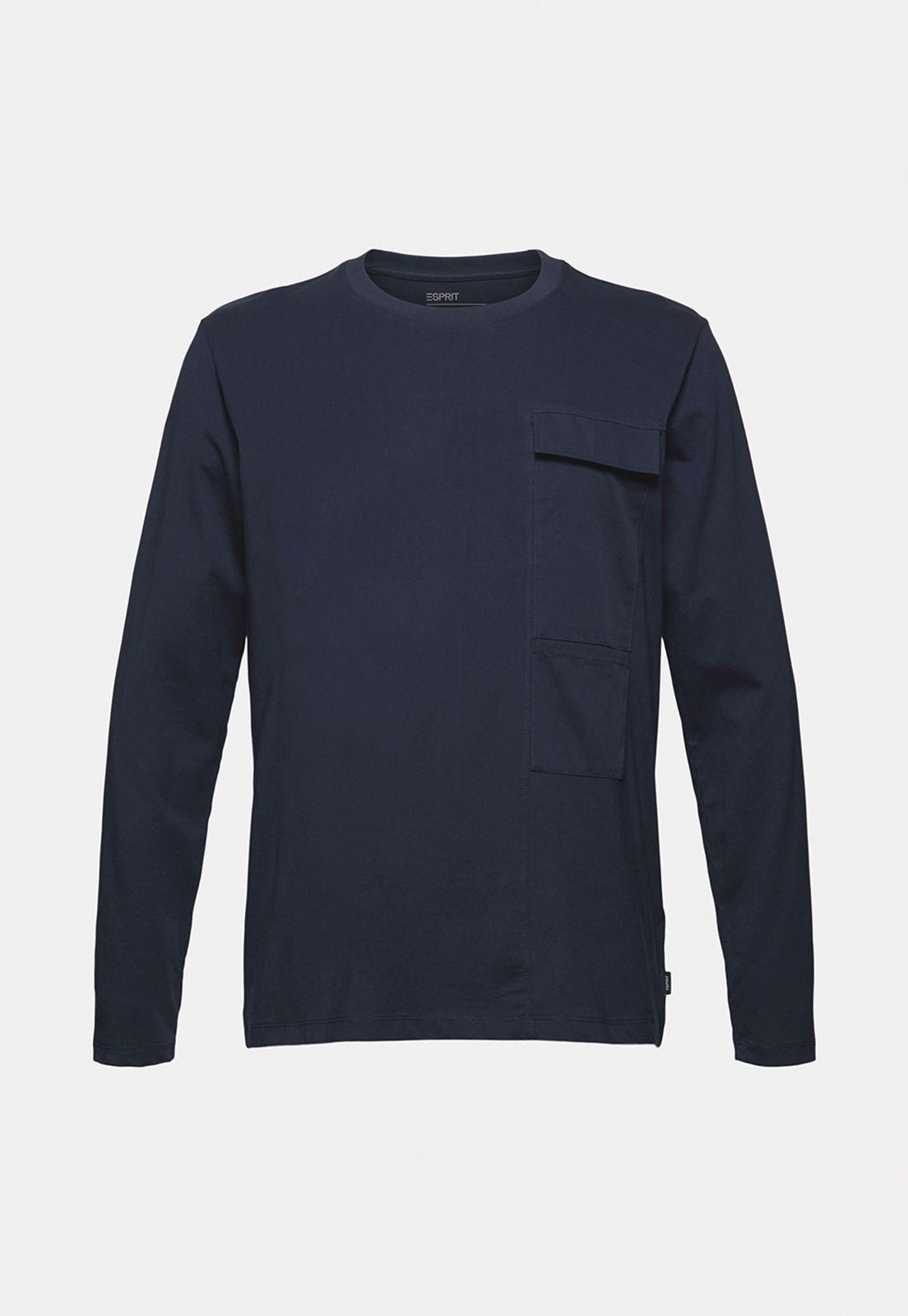 Polera Hombre Manga Larga Con Bolsillo Esprit Azul marino-3