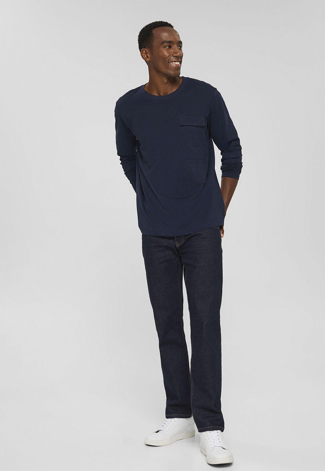Polera Hombre Manga Larga Con Bolsillo Esprit Azul marino-0