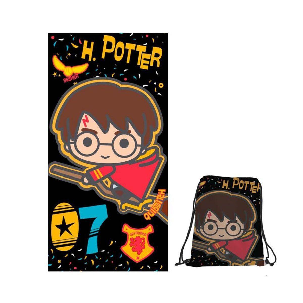 HARRY POTTER - TOALLA PLAYA MICROFIBRA - BOLSO CORDEL - 70 X 140 CM - WINDSOR-0