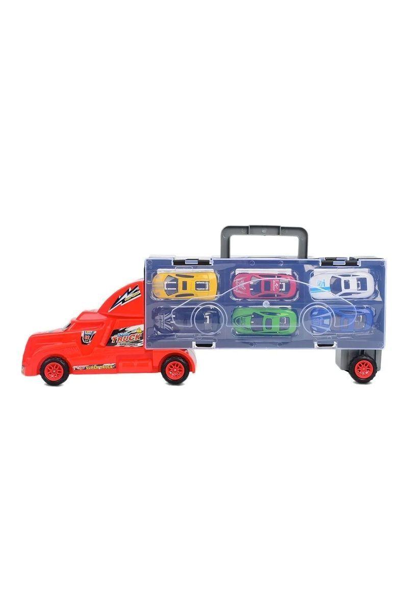Camión Transportador Fricción Con 6 Autos-3