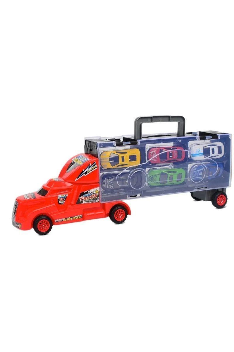 Camión Transportador Fricción Con 6 Autos-1