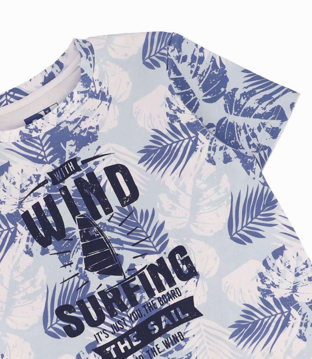 Polera Con Hojas Niño Celeste Black and Blue-1