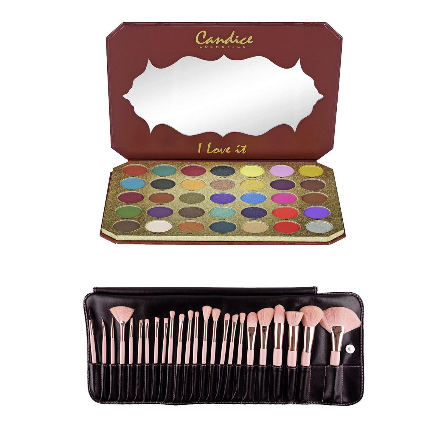 Pack Paleta de Sombras "I Love It" de Candice Cosmetics + Set de 24 Brochas Pretty In Pink Beauty Creations-0