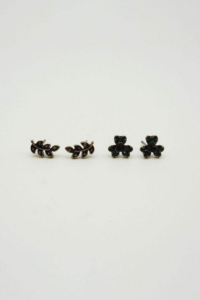 Set de Aros Trébol Dorado Humana-0