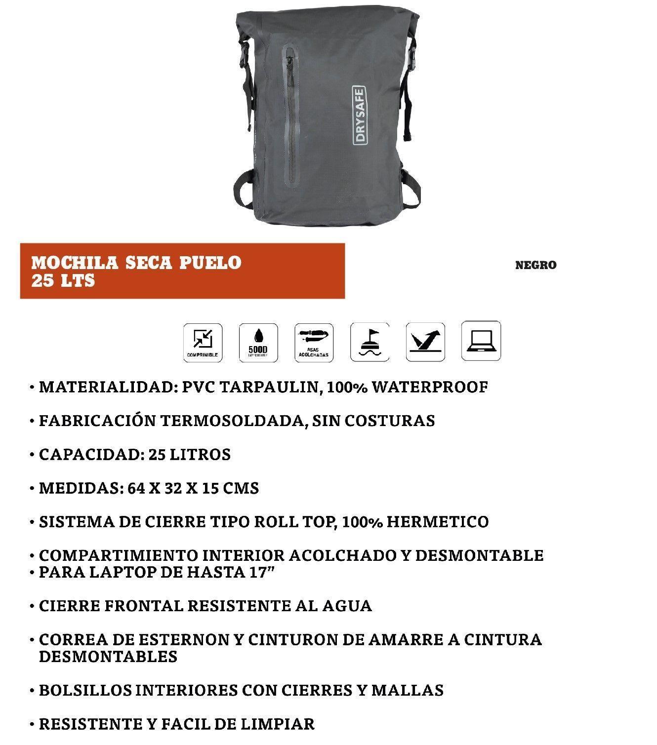 Mochila Puelo Outdoor/Laptop 25 Lts Negra-7