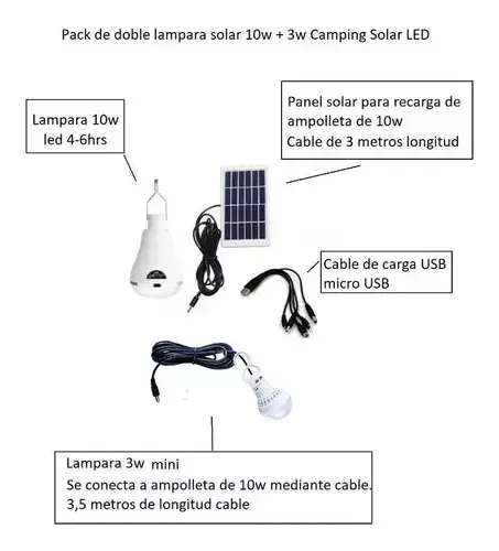 Ampolleta Led Con Panel Solar 7 Horas De Luz Usb-2