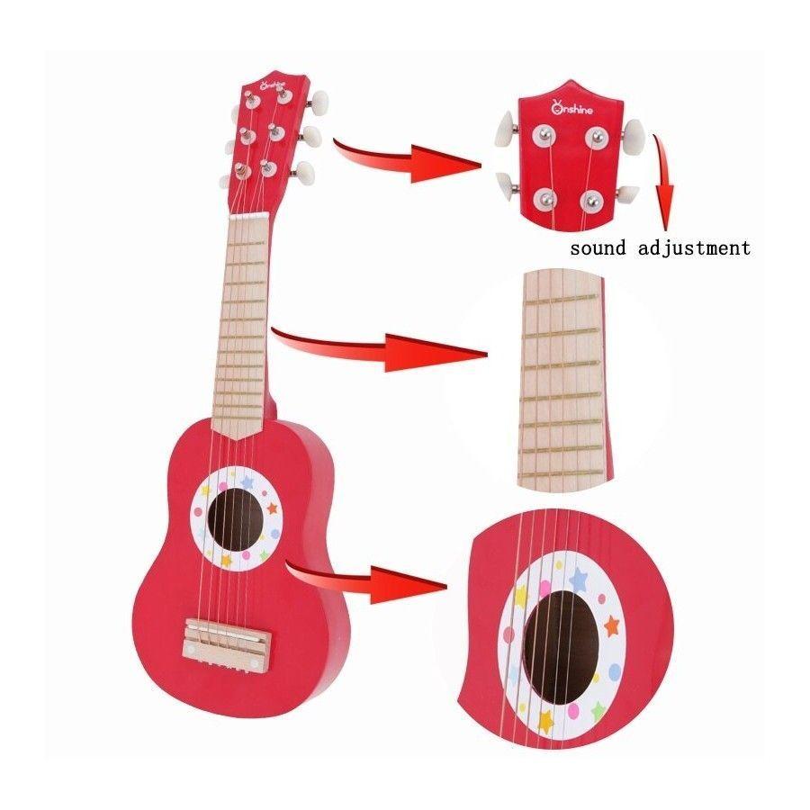 Guitarra didactica acustica roja Unisex para niños-6