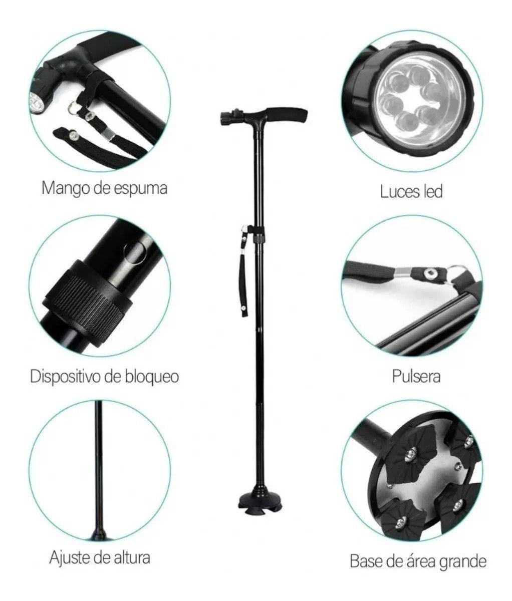 Bastones Ortopédicos Bastón Con Luz Bastón Plegable 4 Apoyo-3