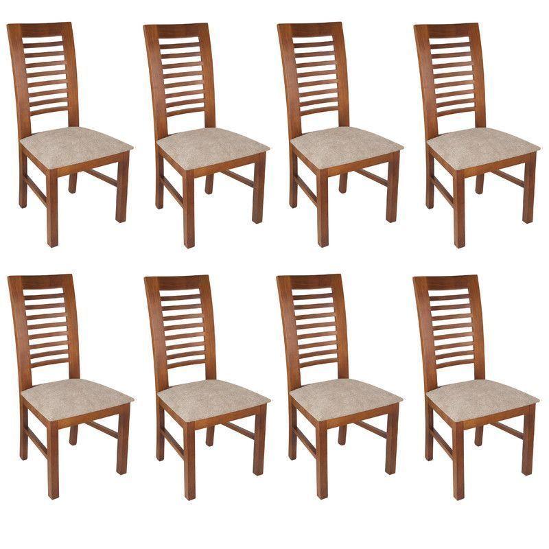 JUEGO DE COMEDOR LUCIANA RECTANGULAR 8 SILLAS MADERA COLOR MIEL TAPIZ CAFÉ JASPEADO-2