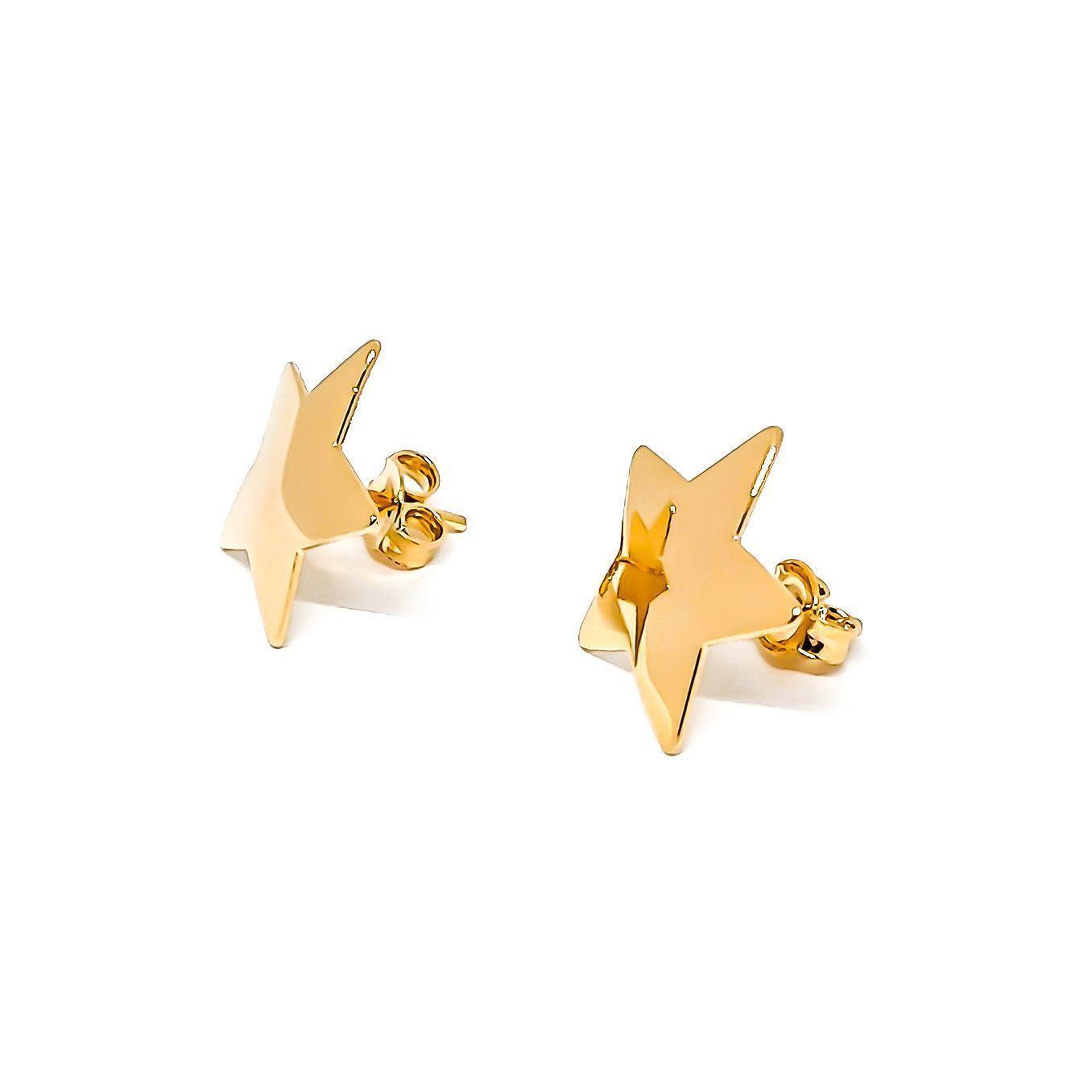 Aros Estrellas 16mm Enchapado Oro 18K-1