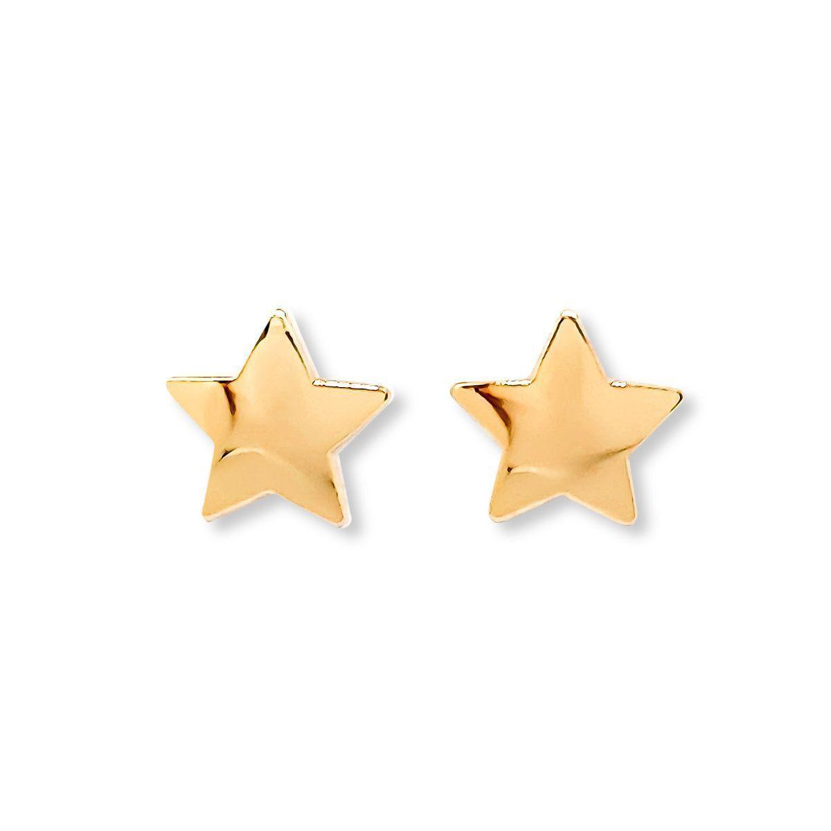Aros Estrellas 16mm Enchapado Oro 18K-0