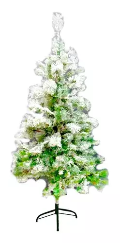 Árbol De Navidad Verde Con Blanco 120 Cm Base Metal-0
