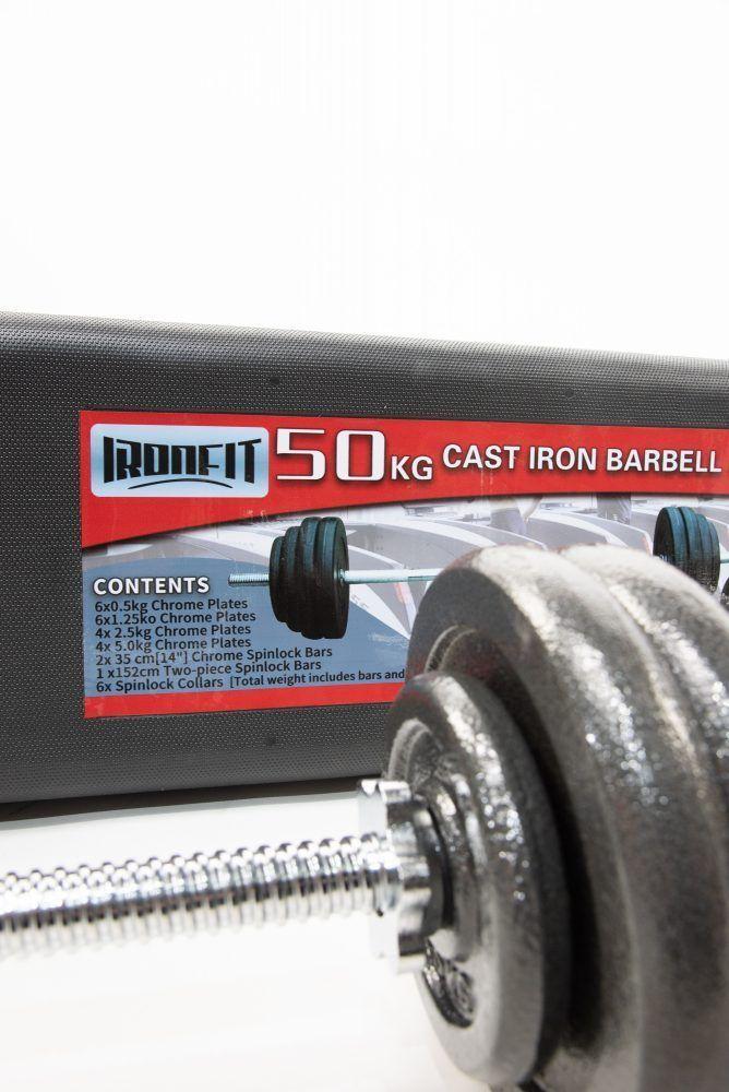 Set De Mancuernas y Barra 50kg Ironfit con maleta-3