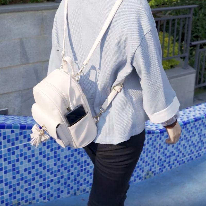 ECOSUSI Mini mochila con lazo Blanco-5