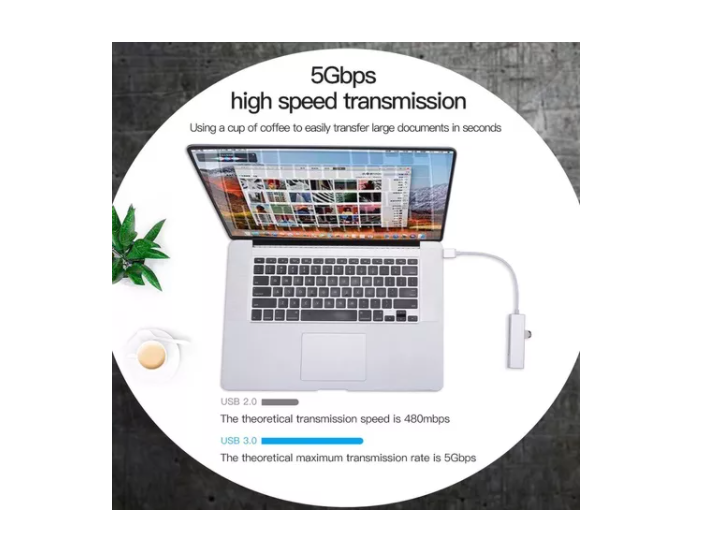 Tarjeta Adaptador Usb 3.0 Hub A Ethernet Rj45-4