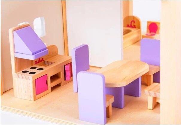 Casita de juegos Niñas y Niños Con familia y muebles-9