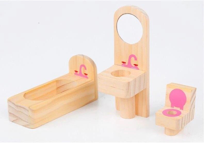 Casita de juegos Niñas y Niños Con familia y muebles-10