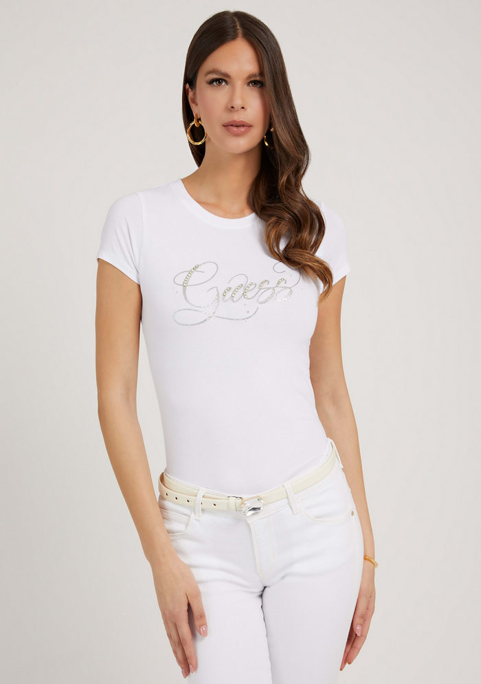 Polera Guess Ss Glitzy Logo R4 G011 BLANCO-1