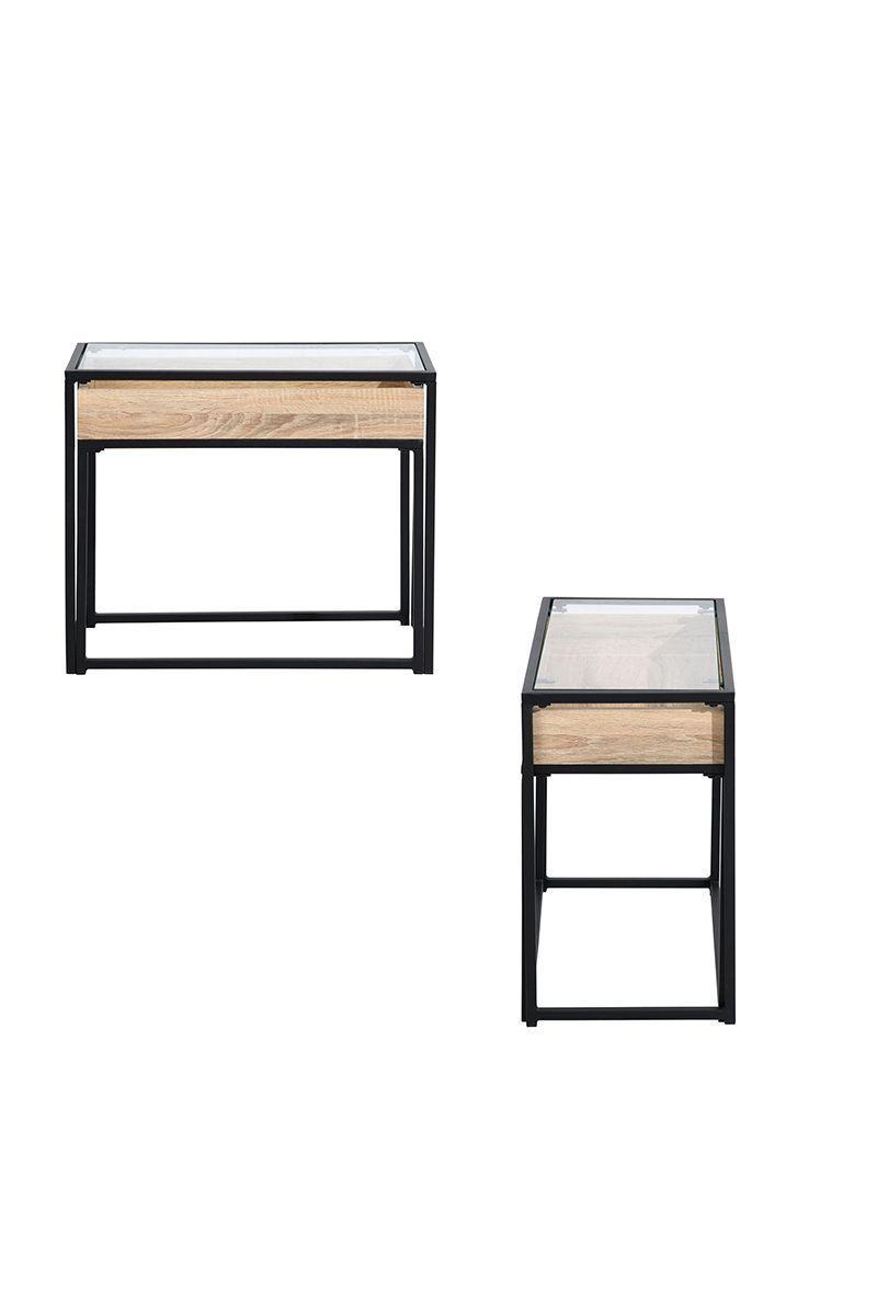 Mesa Lateral Cubix Vidrio Café-3