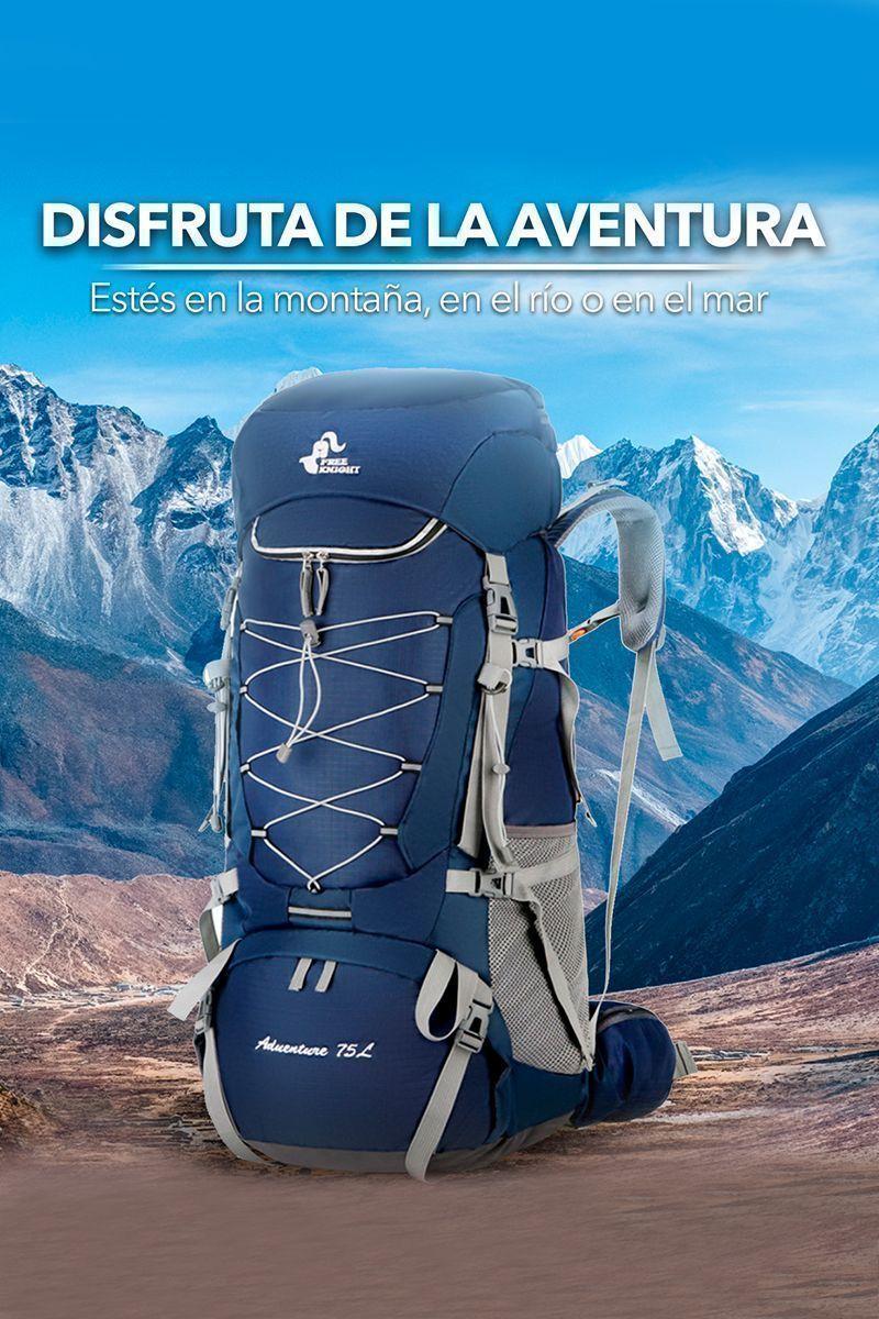 Mochila 75L Impermeable Outdoor Trekking Azul-4