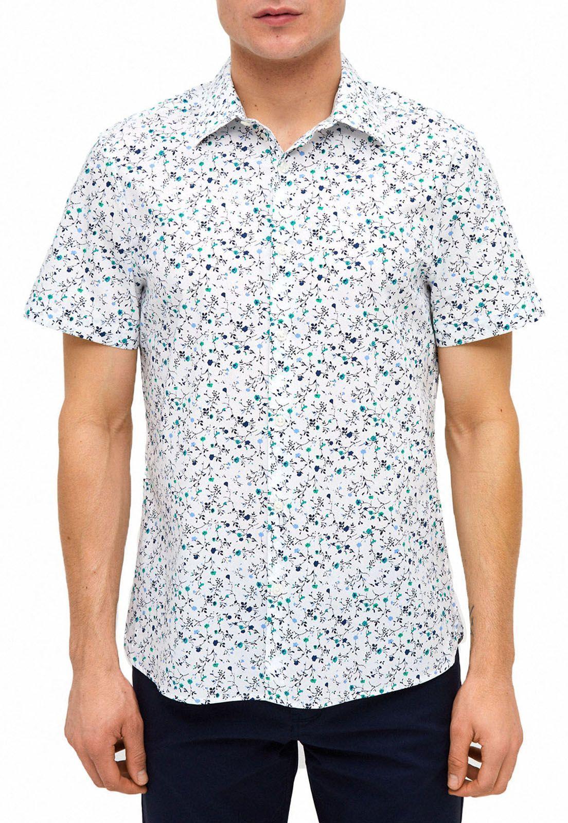 Camisa estampado floreal blanca-0