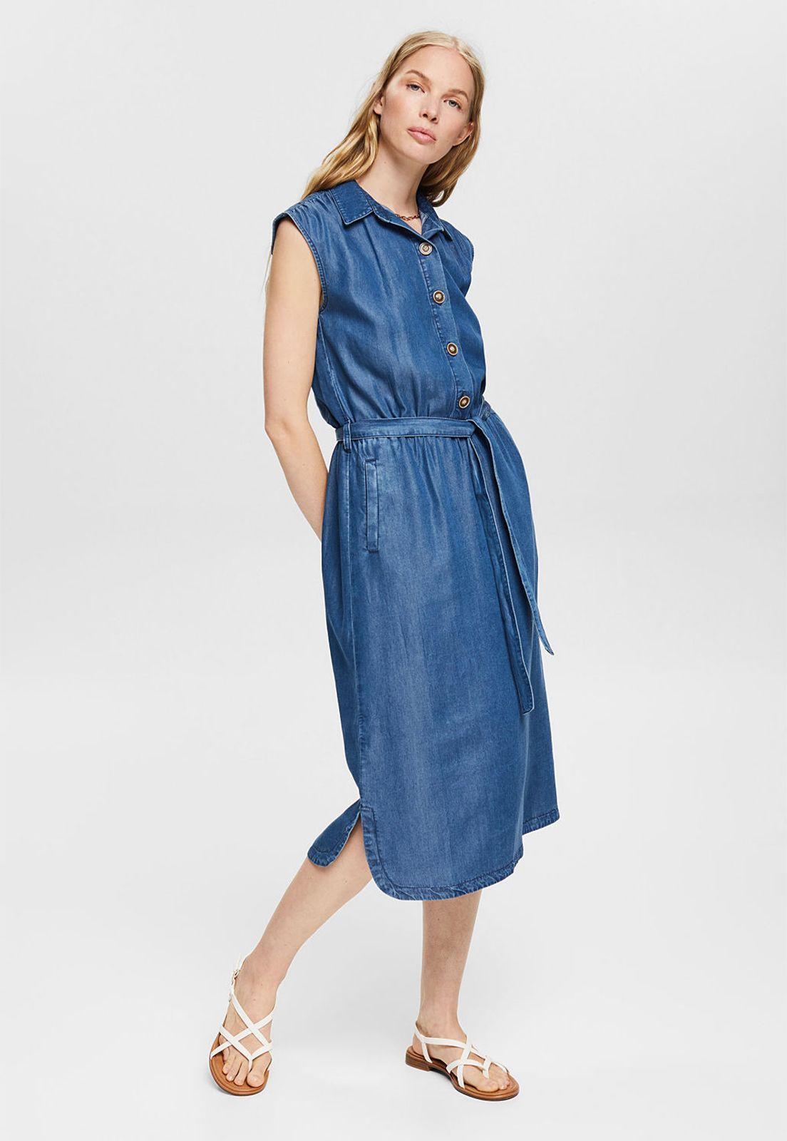 Vestido Con Efecto De Mezclilla Esprit-0