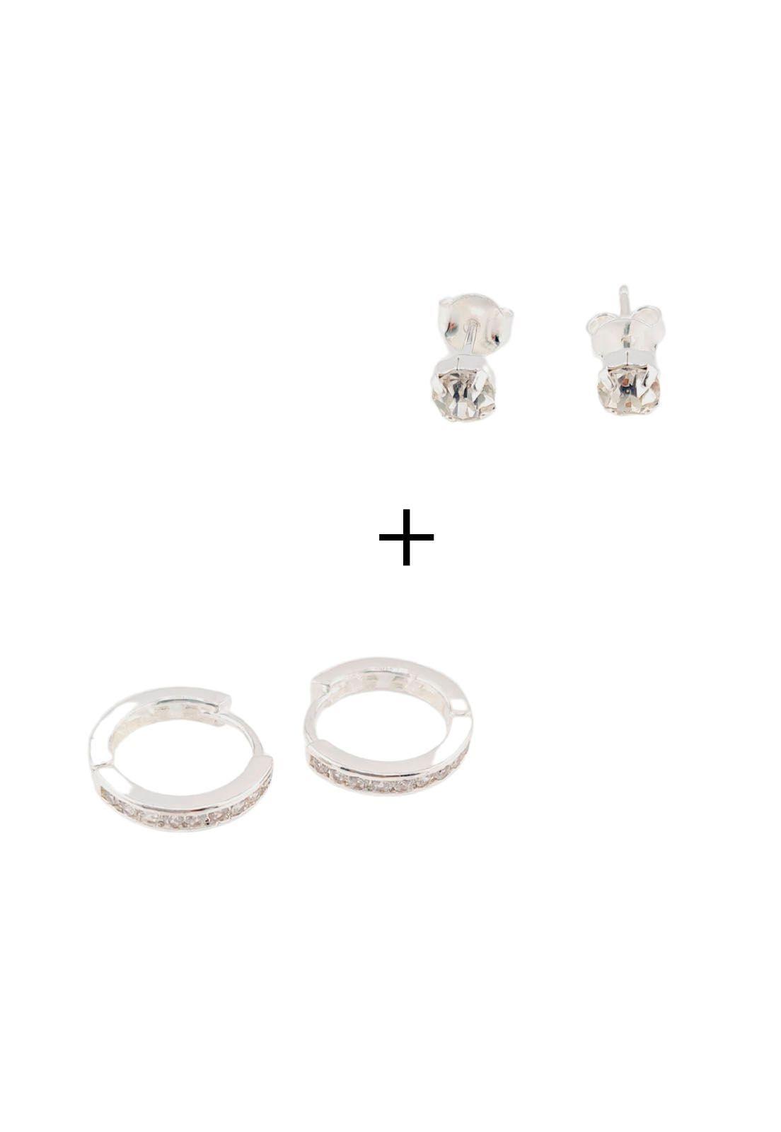 Pack Aros con  Baño de Oro Blanco Londres-0