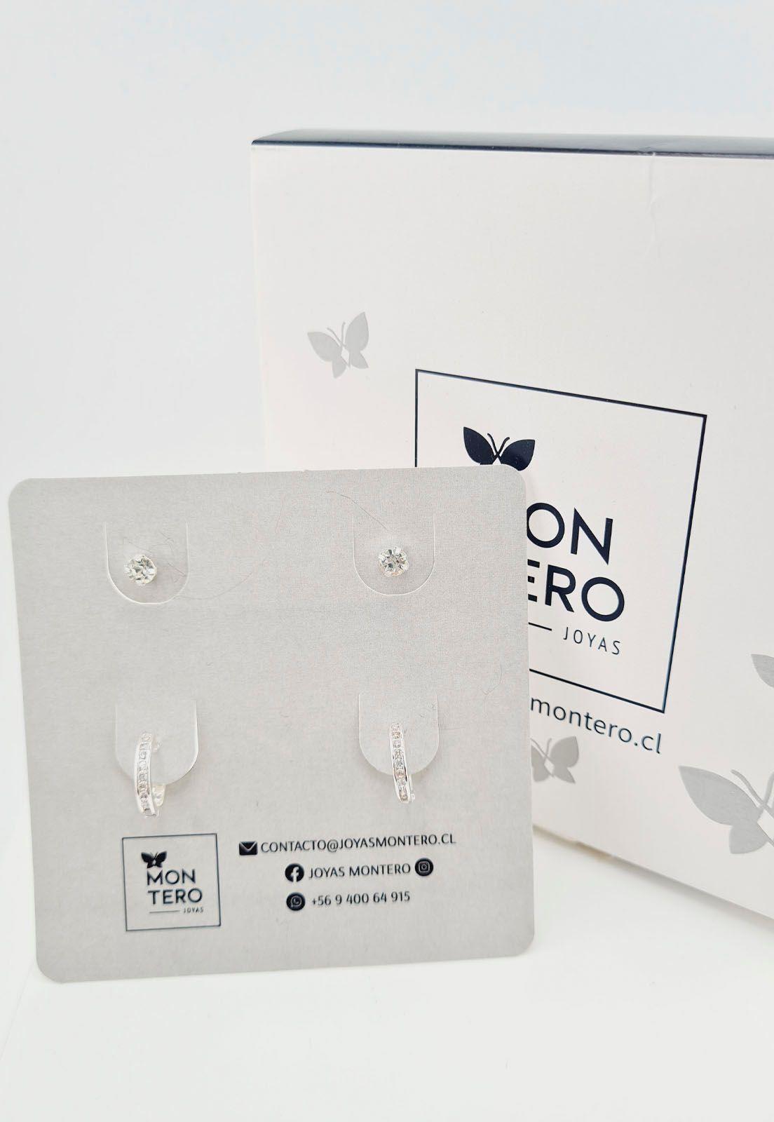 Pack Aros con  Baño de Oro Blanco Londres-6