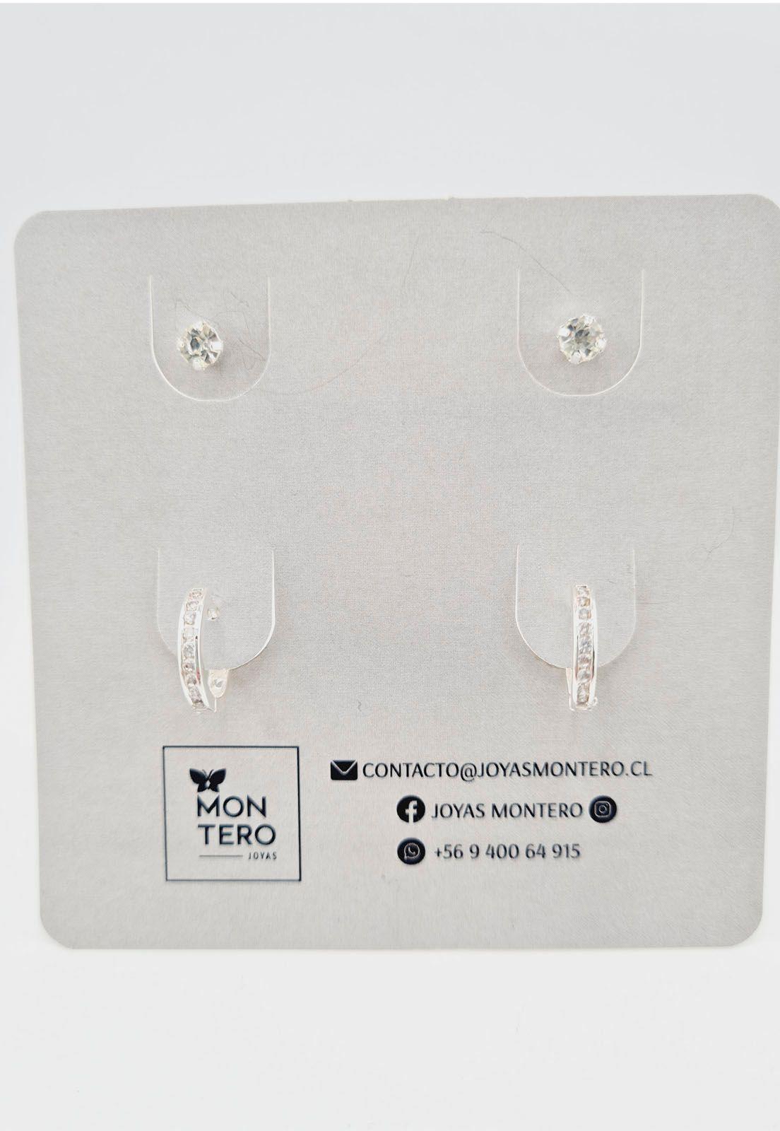 Pack Aros con  Baño de Oro Blanco Londres-5