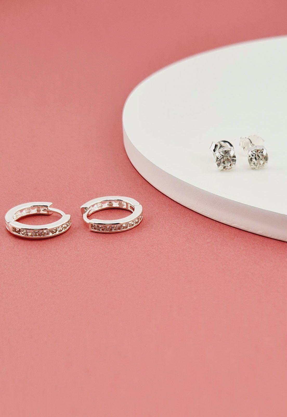 Pack Aros con  Baño de Oro Blanco Londres-2
