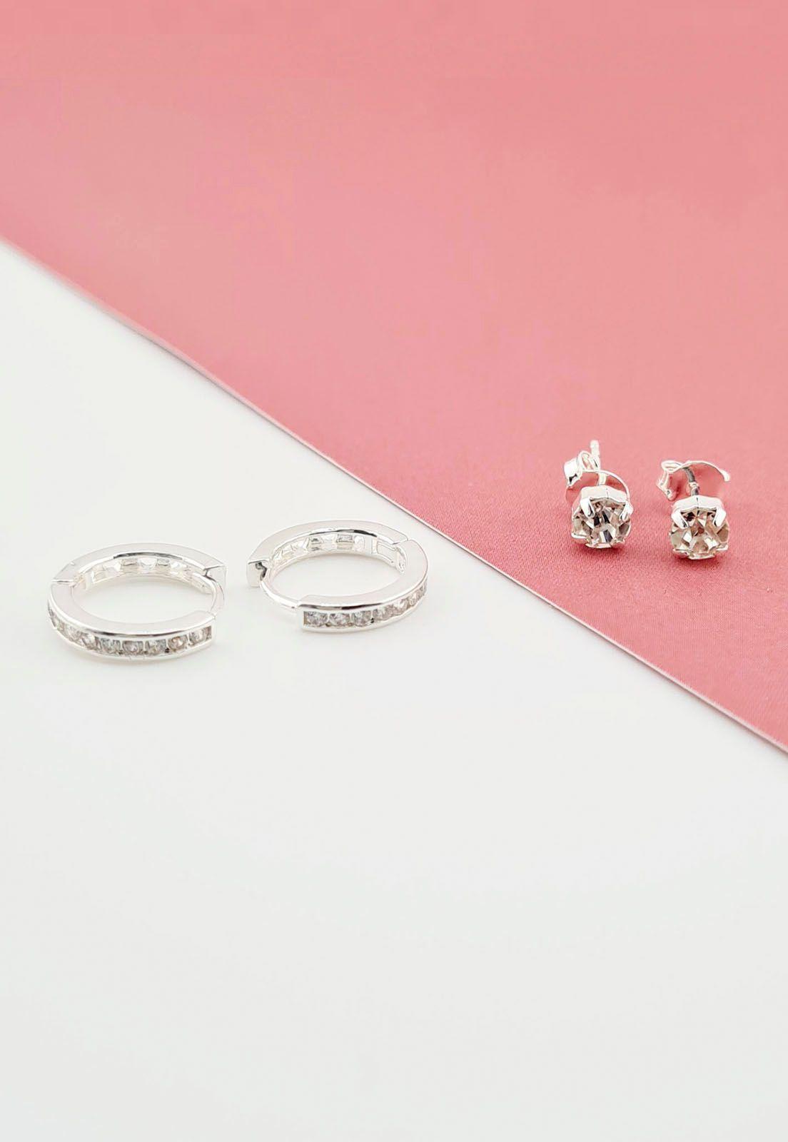 Pack Aros con  Baño de Oro Blanco Londres-1