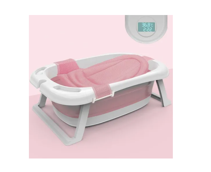 Tina Bañera Plegable Para Bebé Antideslizante Rosa-1