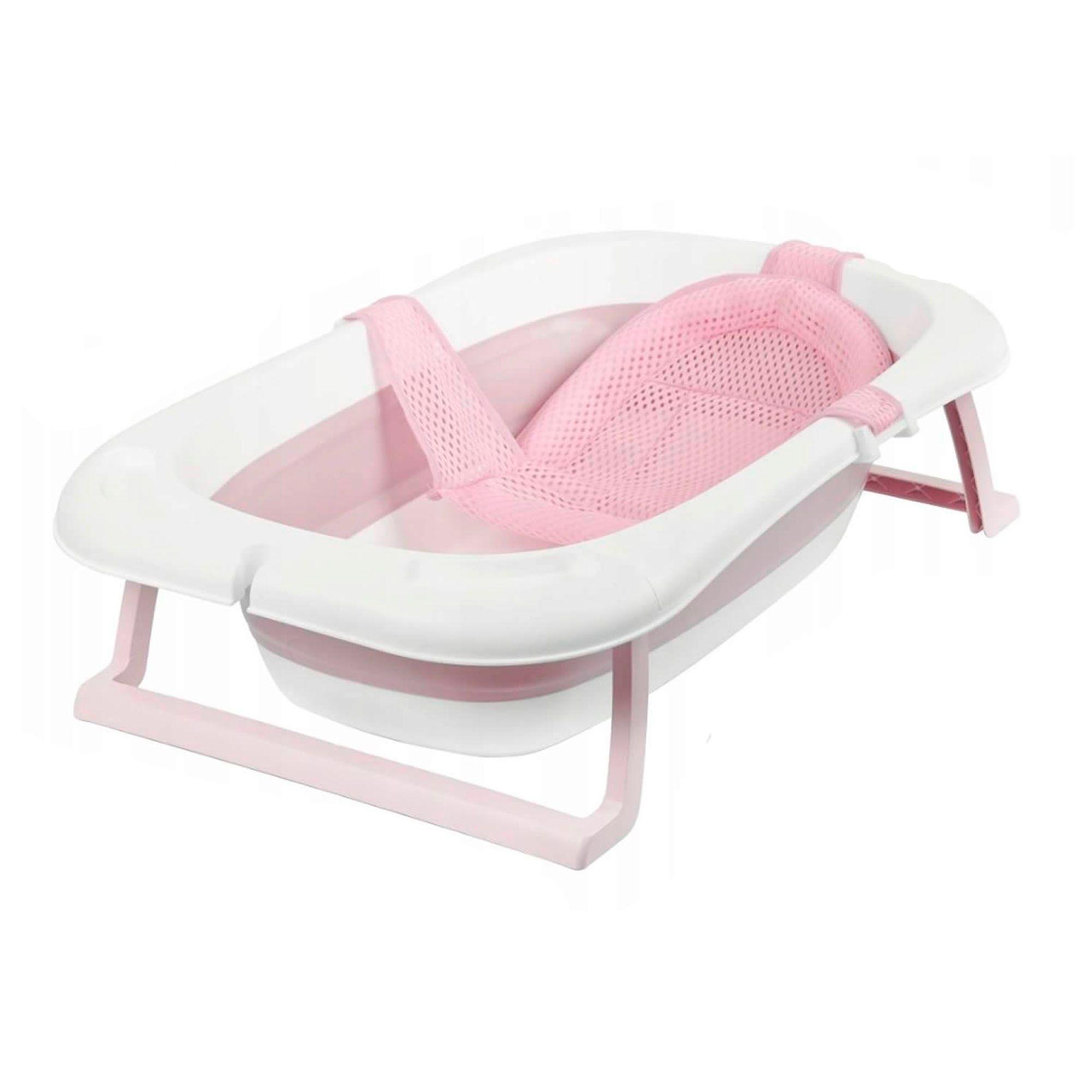 Tina Bañera Plegable Para Bebé Antideslizante Rosa-0
