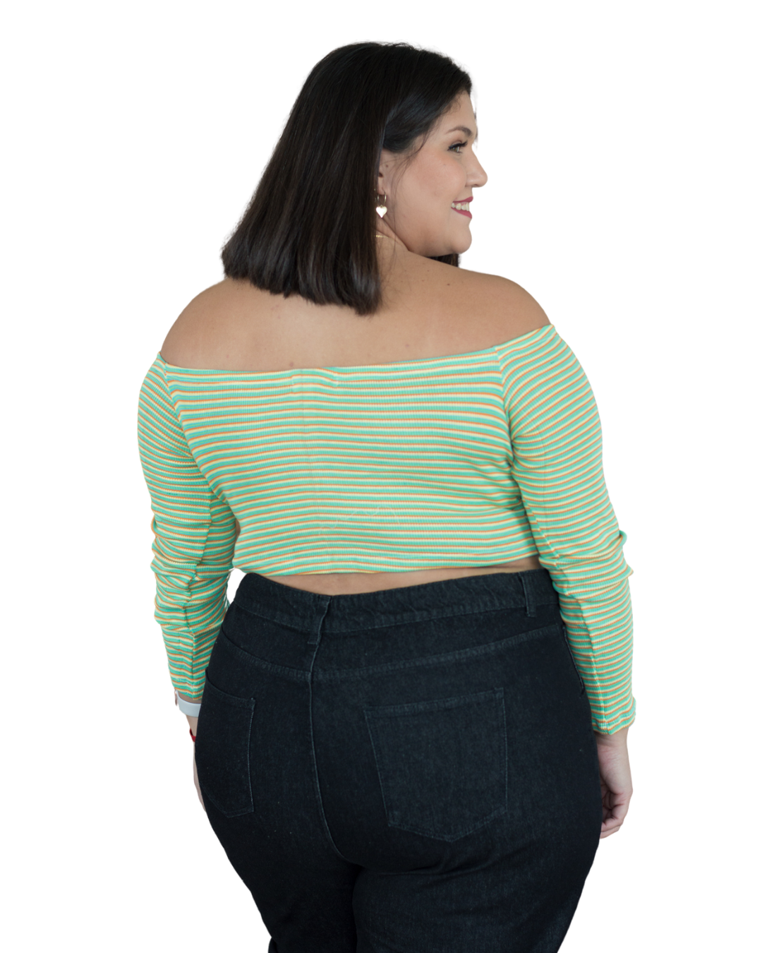 Crop Top Verde Elasticado Talla Grande Plus Size XL a 4XL-1