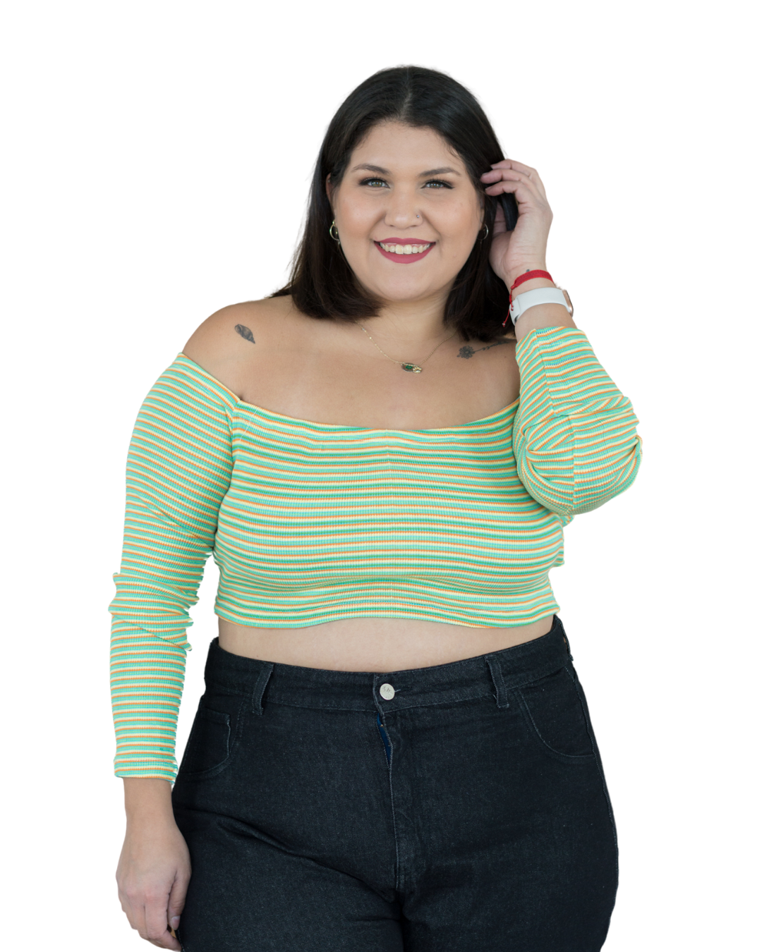 Crop Top Verde Elasticado Talla Grande Plus Size XL a 4XL-0