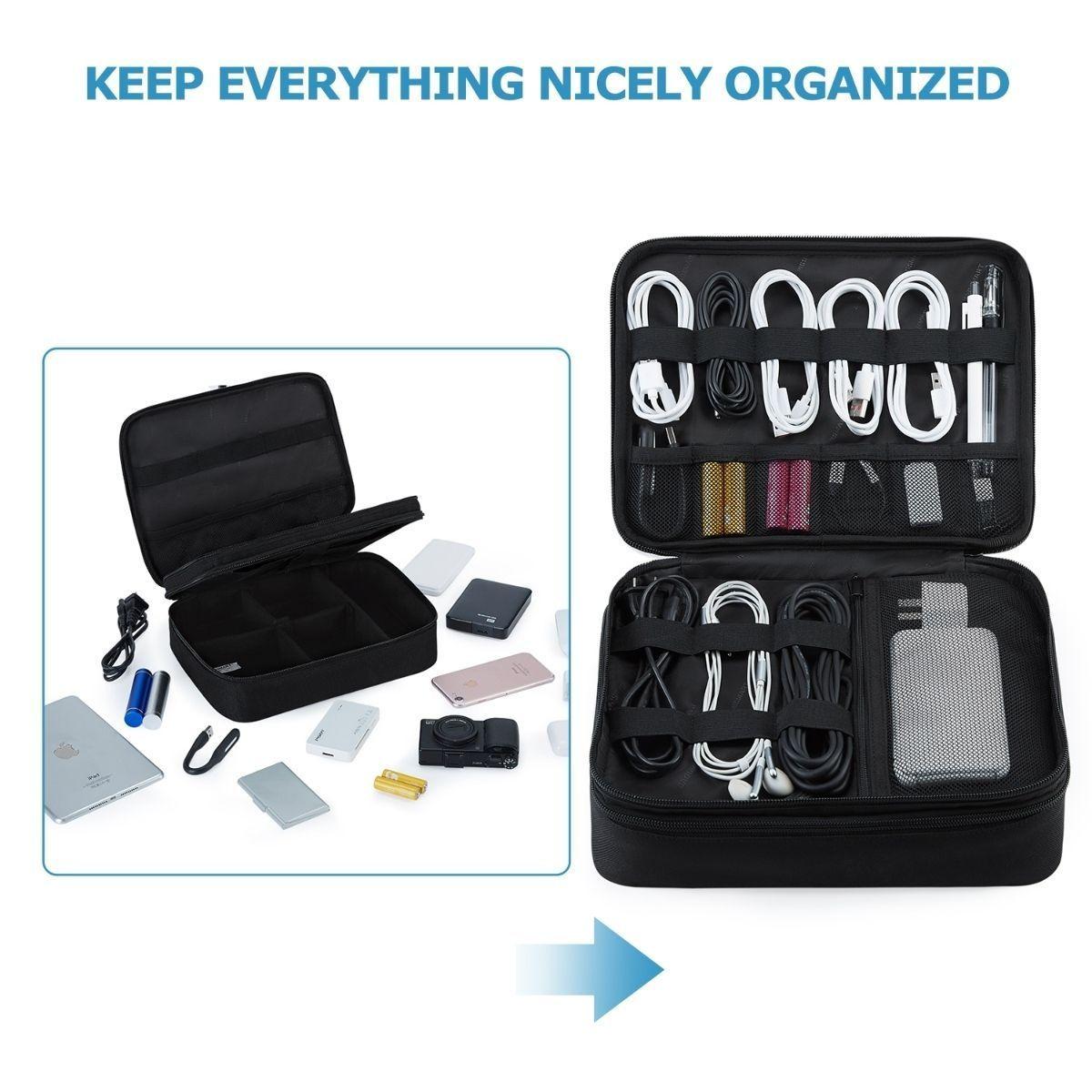 Bagsmart - Organizador electrónico para viajes grande hasta 10,5” – Negro-5