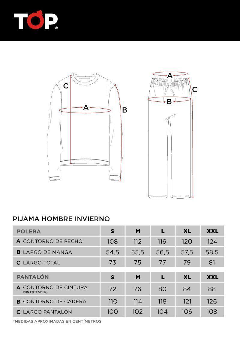 Pijama Invierno Manga Larga Micropolar Top C2-3