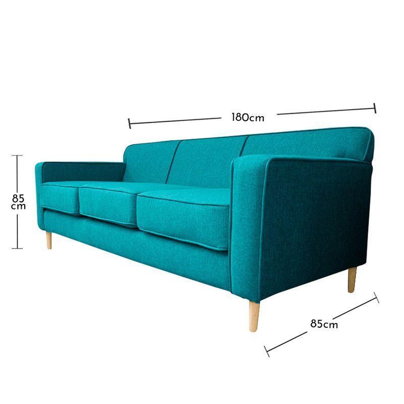 Sofá Lilen Chenille Tipo Lino Turquesa 2 Cuerpos-4