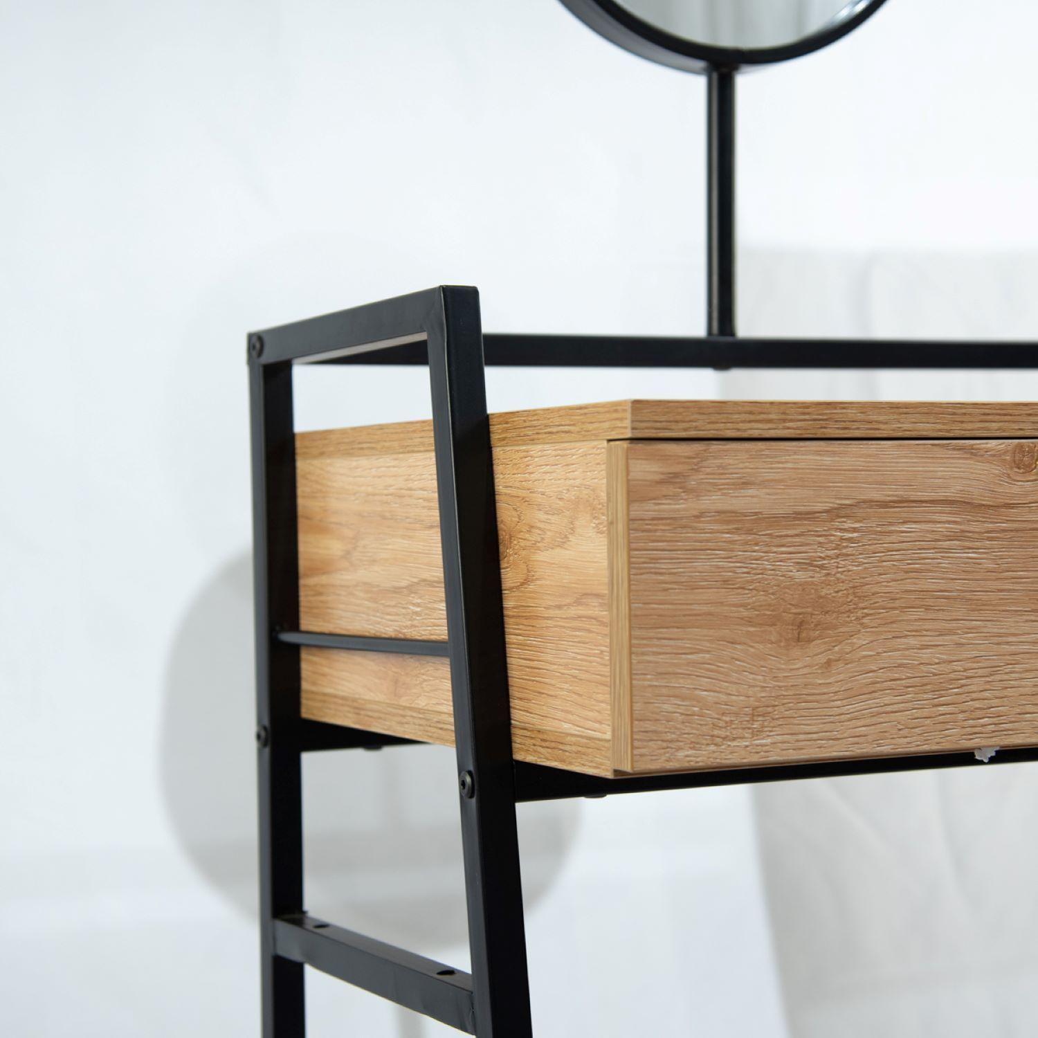 Mesa De Maquillaje Con 5 Repisas Madera De Acacia-3