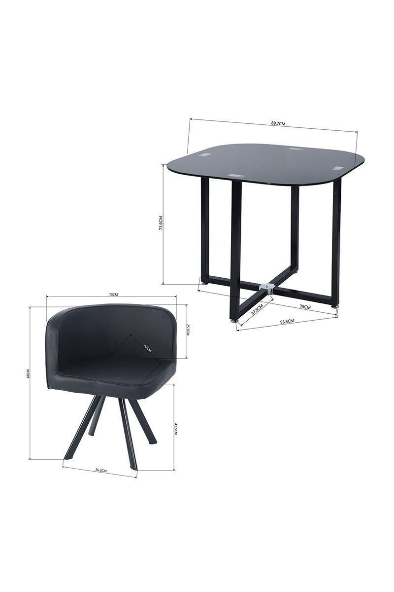 Juego Comedor 4 Sillas Ajedrez Negro-2