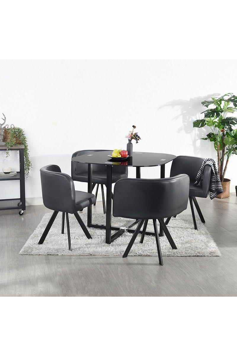 Juego Comedor 4 Sillas Ajedrez Negro-1