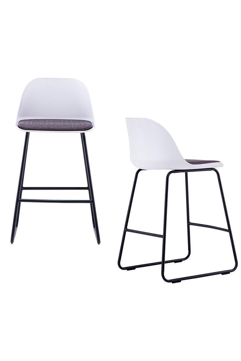 Pack 2 Pisos de Bar Taburete con Cojín Blanco-3