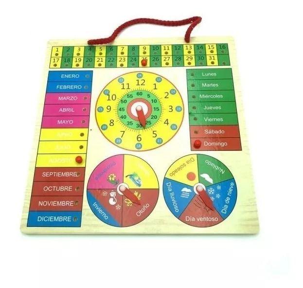 Juego Didáctico De Madera Reloj Calendario Para Niños-0